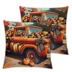 Ulloord Fall Pillow Covers Autumn Pumpkin Truck Throw Pillow Case Buffalo Plaids Cushion Cover for Farmhouse Sofa Car Couch Decoration,