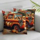 Ulloord Fall Pillow Covers Autumn Pumpkin Truck Throw Pillow Case Buffalo Plaids Cushion Cover for Farmhouse Sofa Car Couch Decoration,