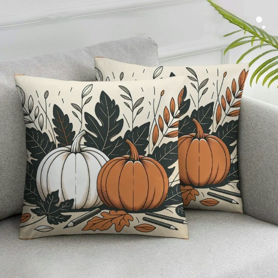 Ulloord Fall Pumpkin Pillow Covers Autumn Cross Throw Pillow Case Decorative Farmhouse Thanksgiving Cushion Cover for Home Couch Car Office Supplies,