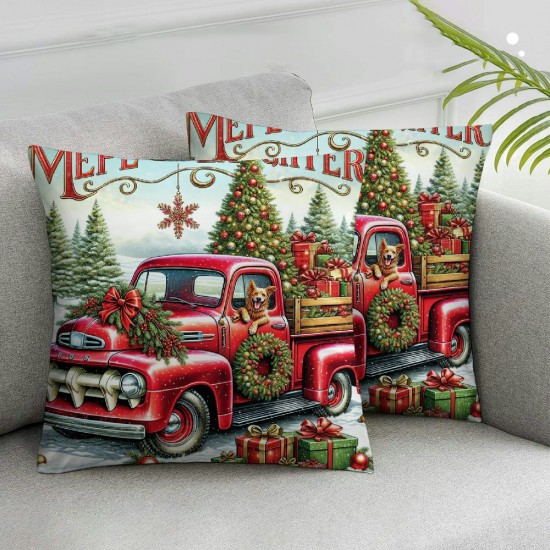 Ulloord AnyDesign Christmas Pillow Covers Throw Pillow Case Vintage Decorative Cushion Case for Home Office Room Decor,