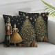 Ulloord  Pillow Covers Merry Christmas Throw Pillow Case Watercolor Decoration Cushion Case for Christmas Winter Sofa Home Couch Office Room Car Decor,