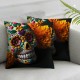 Ulloord Skull Pillow Cover Throw Pillow Case Colorful Flower Skull Decorative Cushion Cover for Halloween Indoor Outdoor Home Bed Sofa Decoration,