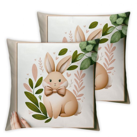 Ulloord AnyDesign Throw Pillow Covers Grey Rabbit Pillow Case Decorative Cushion Case for Home Office Room Couch Sofa,