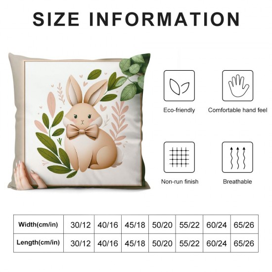 Ulloord AnyDesign Throw Pillow Covers Grey Rabbit Pillow Case Decorative Cushion Case for Home Office Room Couch Sofa,