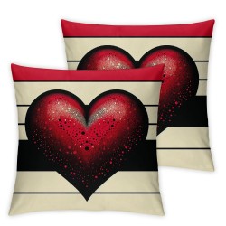 Ulloord  Valentine's Day Pillow Covers Love Be Mine Throw Pillow Case  White Black Stripes Hearts Cushion Cover for Home Couch Sofa Wedding Anniversary Decoration,