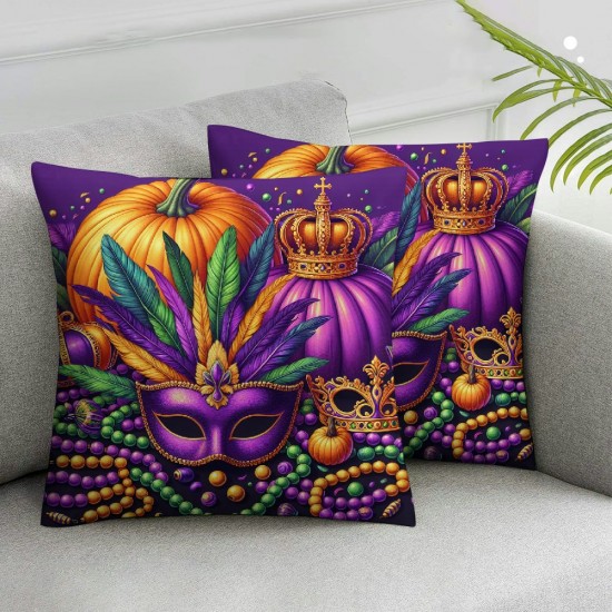 Ulloord Mardi Gras Pillow Covers Masquerade Mask Throw Pillow Covers Living Room Decorative Pillowcase Cushion Case for Sofa Couch