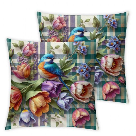 Ulloord Spring Pillow Covers Green Floral Throw Pillowcase Summer Sofa Bedroom Living Room Cushion Case Decorations