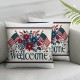 Ulloord Pillow Covers American Flag Flowers Floral Throw Pillow Covers Cushion Case Pillowcase Decorations for Sofa Couch