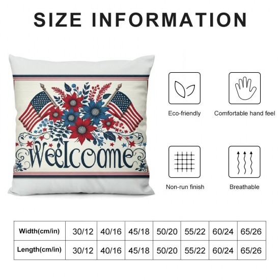 Ulloord Pillow Covers American Flag Flowers Floral Throw Pillow Covers Cushion Case Pillowcase Decorations for Sofa Couch