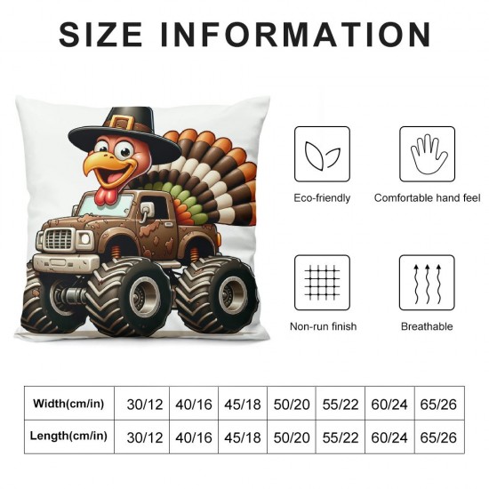 Thanksgiving Pillow Covers Thanksgiving Turkey Throw Pillows Thanksgiving Day Fall Autumn Pillowcase for Sofa Couch Holiday Home Decor