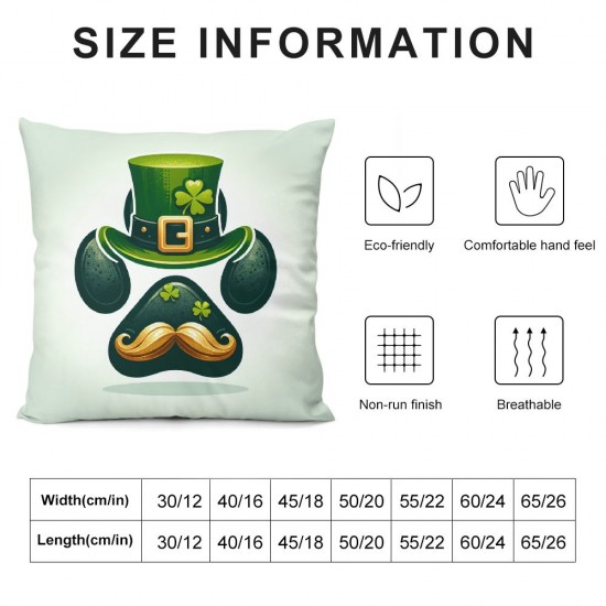 Ulloord St Patricks Day Pillow Covers Dog Paws Throw Pillowcase Green Home Sofa Pillowcase Happy Farmhouse Decoration Cushion Cases