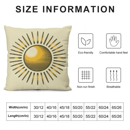 Ulloord Summer Pillow Covers Sun Illustration Throw Pillow Covers Summer Cushion Case Decor for Sofa Couch