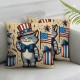 Ulloord 4th of July Pillow Covers American Flag Cats Throw Pillowcase Cushion Case Pillowcase Decorations for Sofa Couch