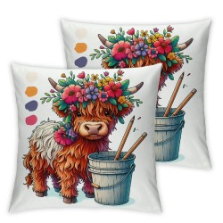 Ulloord Pillow Covers Throw Pillow Case Seasonal Flowers Cow Cushion Cover for Home Cushion Sofa Bedroom Decor,