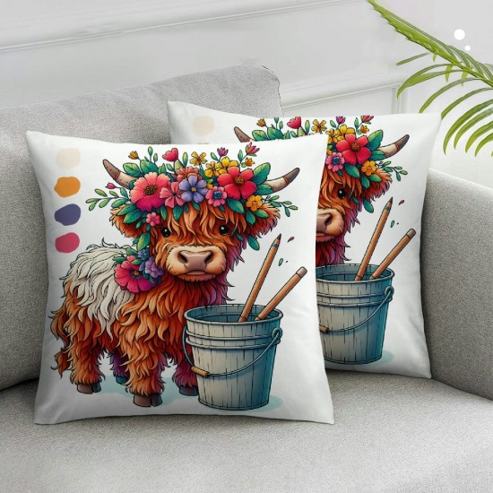 Ulloord Pillow Covers Throw Pillow Case Seasonal Flowers Cow Cushion Cover for Home Cushion Sofa Bedroom Decor,