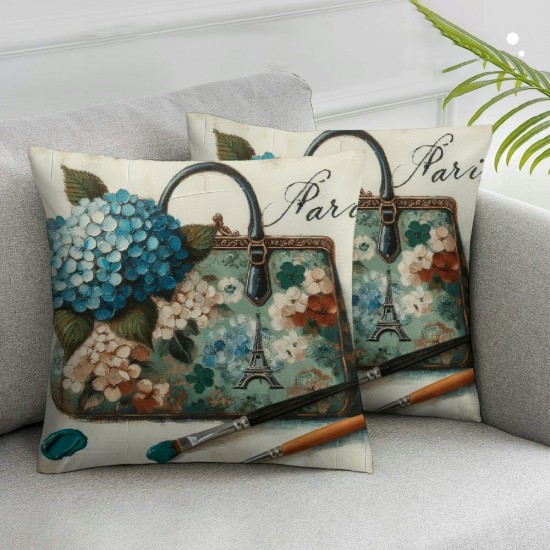 Ulloord AnyDesign Seasonal Floral Pillow Covers Pillow Case Decorative Throw Cushion Cover for Spring Summer Home Office Room Couch Sofa