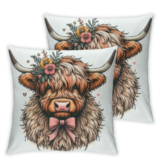 Ulloord Pillow Covers Flowers Throw Pillow Case Seasonal Cute Cow Cushion Cover for Spring Home Sofa Bedroom Decor