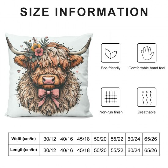 Ulloord Pillow Covers Flowers Throw Pillow Case Seasonal Cute Cow Cushion Cover for Spring Home Sofa Bedroom Decor