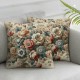 Ulloord AnyDesign Flower Pillow Cover Inch Retro Rose Yellow Floral Throw Pillow Case Square Cushion Cover Case for Party Home Farmhouse Couch Sofa Car,