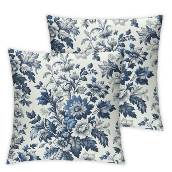 Ulloord Bird Floral Pillow Covers Blue White Flowers Throw Pillow Case Rustic Decoration Cushion Case for Outdoor Activity Sofa Home Couch Office Room Car,