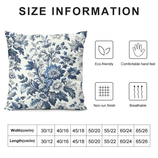 Ulloord Bird Floral Pillow Covers Blue White Flowers Throw Pillow Case Rustic Decoration Cushion Case for Outdoor Activity Sofa Home Couch Office Room Car,