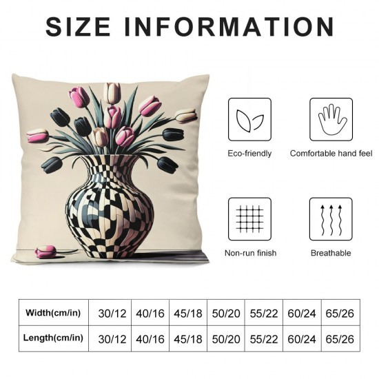 Ulloord Modern Pillow Covers White Black Throw Pillow Case Floral Decorative Pillow Case Rabbit Truck Cross Cushion Cover for Home,