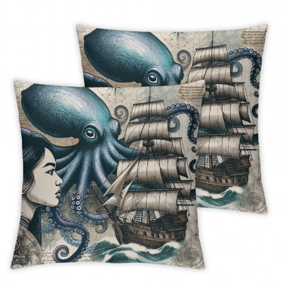 Ulloord Pillow Covers Blue Navy Ocean Animals Throw Pillow Case Cushion Cover Case for Home Couch Sofa Car Decoration,