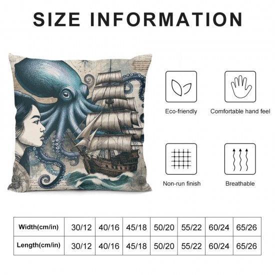 Ulloord Pillow Covers Blue Navy Ocean Animals Throw Pillow Case Cushion Cover Case for Home Couch Sofa Car Decoration,