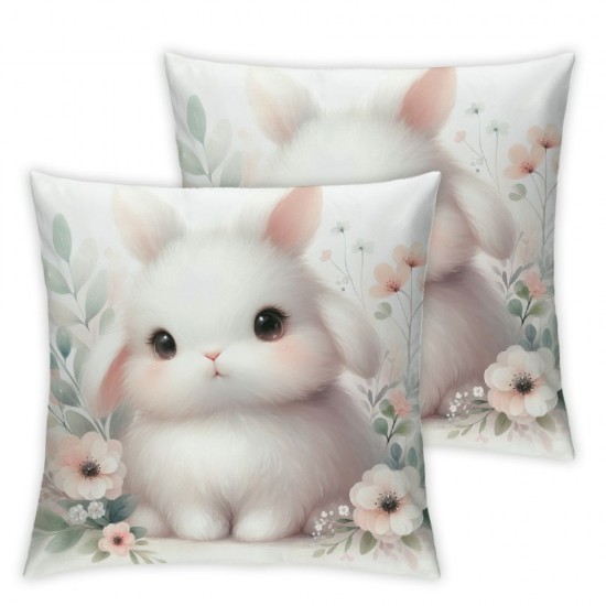 Ulloord Pillow Covers Floral Rabbit Pillowcase Farmhouse Decorations for Sofa Couch Bedroom Living Room Decor