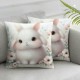 Ulloord Pillow Covers Floral Rabbit Pillowcase Farmhouse Decorations for Sofa Couch Bedroom Living Room Decor