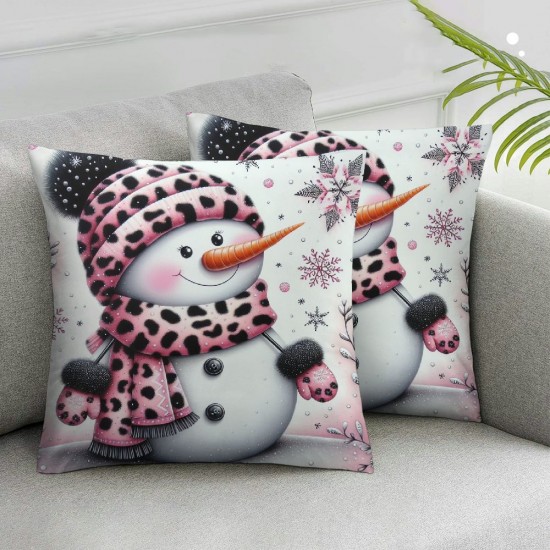 Ulloord Christmas Pillow Covers African American Black Santa Throw Pillows Snowman Pillowcase Home Decor Living Room Decorative Cushion Case for Sofa