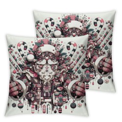 Ulloord Christmas Pillow Covers Wreath Pink Throw Pillow Covers Christmas Pillowcase Home Decor Living Room House Decorative Cushion Case for Sofa Couch