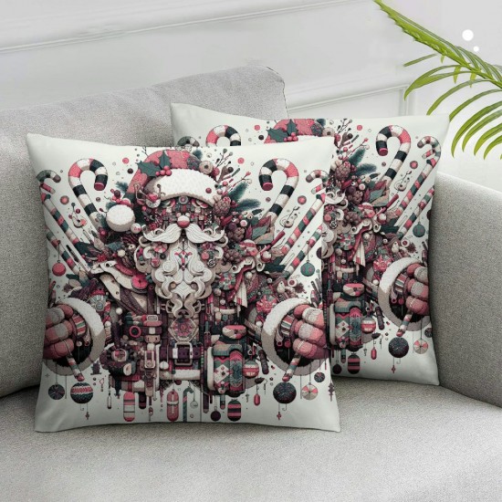 Ulloord Christmas Pillow Covers Wreath Pink Throw Pillow Covers Christmas Pillowcase Home Decor Living Room House Decorative Cushion Case for Sofa Couch