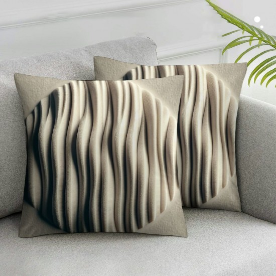 Ulloord Double-Sided Faux Fur Decorative Throw Pillow Covers Striped Soft Pillowcase Cushion Covers for Sofa Couch Bedroom White