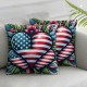 Ulloord Pillow Covers n Heart Greenery Throw Pillow Covers Red Blue Decorative Cushion Cover for Home Sofa,