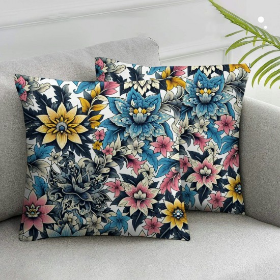 Ulloord Blue Floral Pillow Covers Throw Pillows Cover Outdoor Square Pillow Case for Sofa