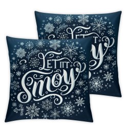 Ulloord Christmas Pillow Covers Blue Christmas Farmhouse Decorations Merry Christmas Lit It Snow Throw Cushion Case for Home Couch