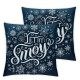 Ulloord Christmas Pillow Covers Blue Christmas Farmhouse Decorations Merry Christmas Lit It Snow Throw Cushion Case for Home Couch