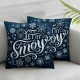 Ulloord Christmas Pillow Covers Blue Christmas Farmhouse Decorations Merry Christmas Lit It Snow Throw Cushion Case for Home Couch