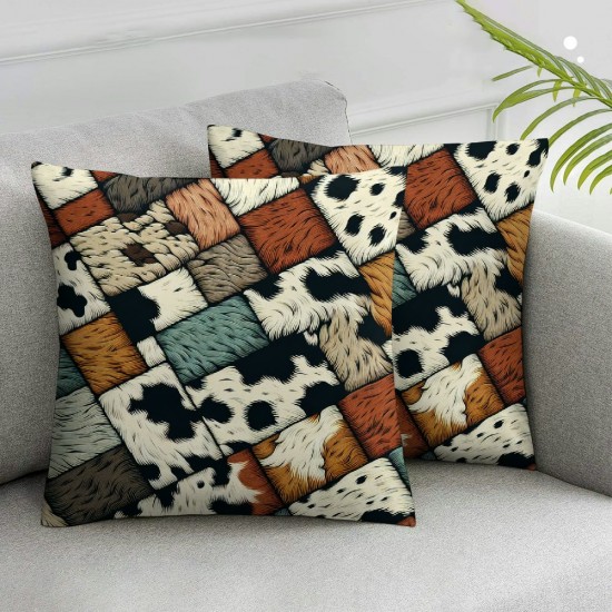 Ulloord Pillow Covers Brown Accent Printing Decorative Throw Pillows Animal Print Square Pillowcase Decor for Outdoor Couch Chair Couch