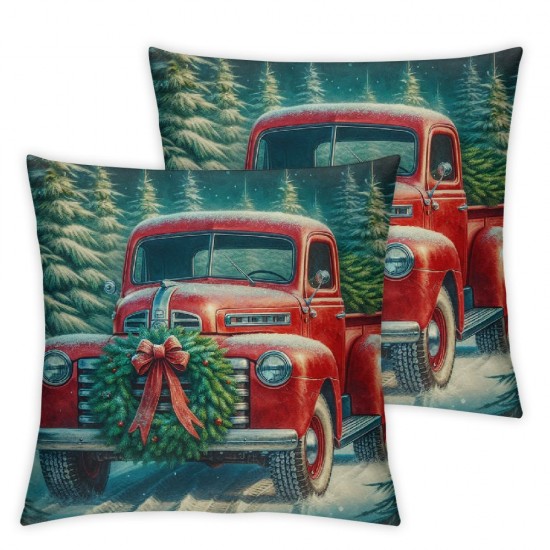 Ulloord Christmas Pillow Covers for Christmas Decorations Christmas Ink Painting Tree truck Throw Pillow Covers Winter Holiday Cushion Case Decoration for Sofa Couch