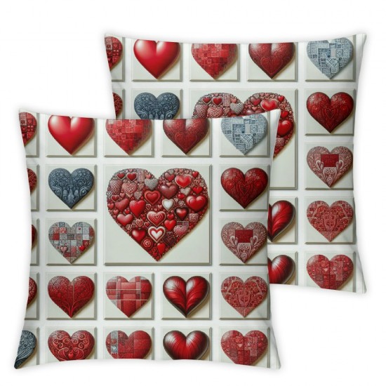 Ulloord Valentine's Day Pillow Covers , Valentines Decor Red Hearts Tree Love You More Decorative Pillowcases for Home Sofa Couch Cushion Decoration