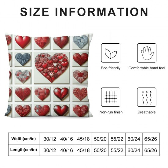 Ulloord Valentine's Day Pillow Covers , Valentines Decor Red Hearts Tree Love You More Decorative Pillowcases for Home Sofa Couch Cushion Decoration