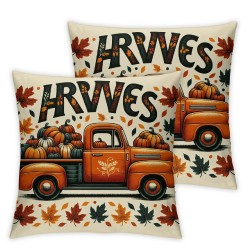 Ulloord Fall Pillow Covers, Polka Dots Buffalo Plaid Pumpkins Maple Leaves Decorative Farmhouse Throw Cushion Cases Thanksgiving Indoor Decoration for Couch Sofa (Orange)