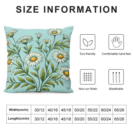 Ulloord Hello Spring Pillow Covers, Floral Daisy Bloom Mason Jar Green Blue Farmhouse Decorative Throw Pillowcases for Home Sofa Couch Decoration