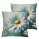 Ulloord Spring Pillow Covers, Floral Daisy Bloom with Grace This is Our Happy Place Striped Blue Farmhouse Decorative Throw Pillowcases for Home Sofa Couch Decoration