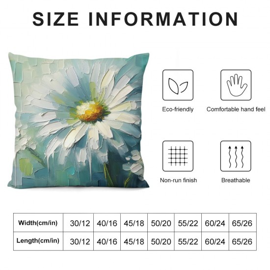 Ulloord Spring Pillow Covers, Floral Daisy Bloom with Grace This is Our Happy Place Striped Blue Farmhouse Decorative Throw Pillowcases for Home Sofa Couch Decoration