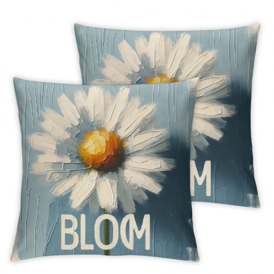 Ulloord Spring Pillow Covers , Floral Daisy Bloom with Grace Love Lives Here Striped Mason Jar Plaid Farmhouse Decorative Throw Pillowcases for Home Sofa Couch Decoration