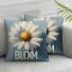 Ulloord Spring Pillow Covers , Floral Daisy Bloom with Grace Love Lives Here Striped Mason Jar Plaid Farmhouse Decorative Throw Pillowcases for Home Sofa Couch Decoration