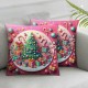 Ulloord Christmas Pillow Covers Christmas Tree Pink Throw Pillow Covers Cushion Cases Winter Decorative Farmhouse Pillowcases for Sofa Couch Living Room Home Decor